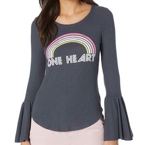 CHASER NEW One Heart Rainbow Bell Long Sleeve Top